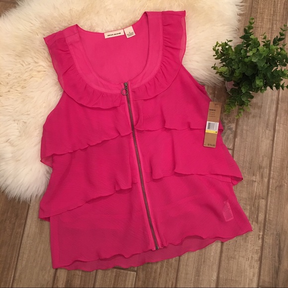 Dkny Tops - DKNY Jeans | NWT pink chiffon layered tank top M